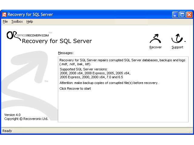 Recovery for SQL Server Screenshot